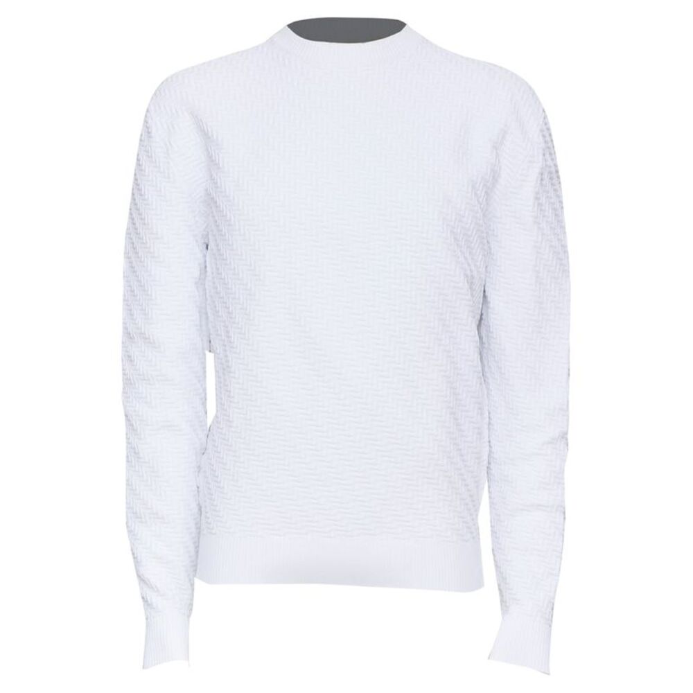 Prada white zigzag micro texture geometric long sleeve sweater